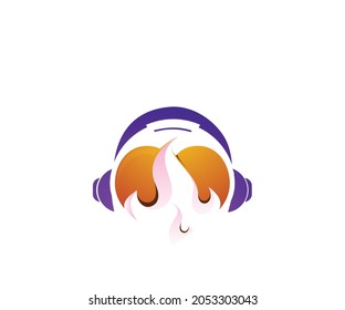 heart fire dj logo design template