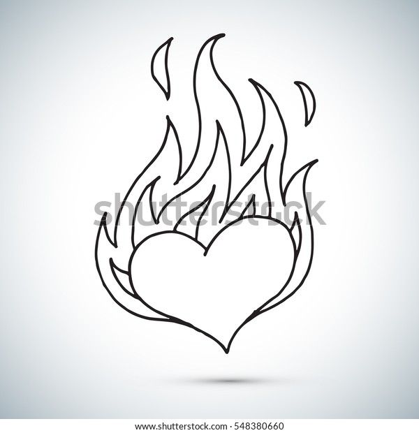 Heart Fire Freehand Drawing Vector Illustration Stock Vector