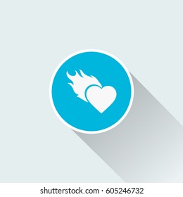 heart fire icon with long shadow