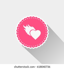 heart fire icon with long shadow