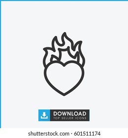 Heart Fire Icon Simple Outline Heart Stock Vector (Royalty Free ...