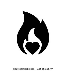 corazón en un icono de fuego símbolo de amor vectorial