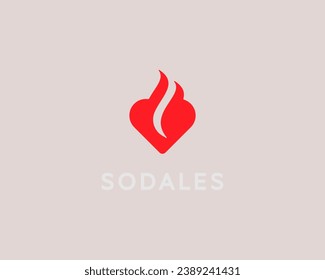 Heart and fire logo design. Creative love passion symbol. Vector illustration.