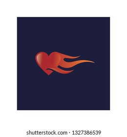 heart fire logo design vector