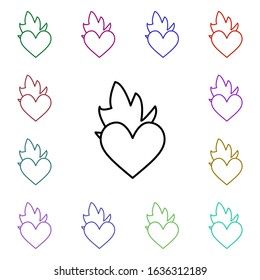 Heart of fire multi color style icon. Simple thin line, outline vector of heartbeat icons for ui and ux, website or mobile application