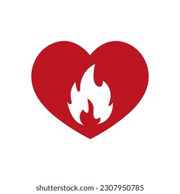Herz in Feuersymbol, Vektorgrafik einfache einzelne Zeichen.