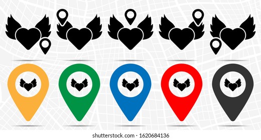 Heart, fire, wings icon. Simple glyph, flat vector of valentines day, love icons for UI and UX, website or mobile application on white background