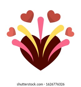 heart firework isolated flat color icon