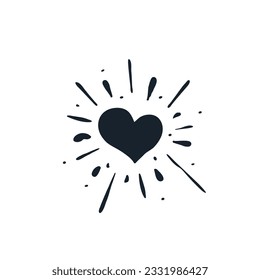 Heart fireworks logo icon sign Doodle design