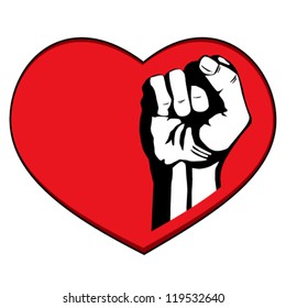 Heart and fist. The Abstract design element