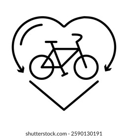 Heart fitness cycling icon symbolizing cardio and endurance activities