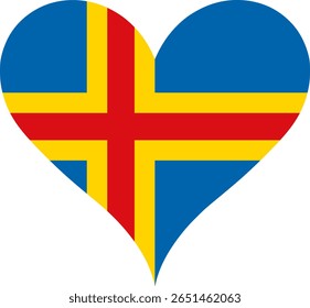 Heart Flag Aland islands, Heart Aland islands Flag
