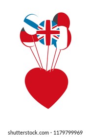 heart with flag balloons