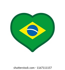 Heart with the flag of Brazil