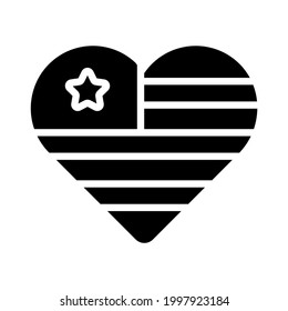 heart flag icon, vector design usa independence day icon.
