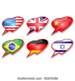 Heart flag icons.Vector