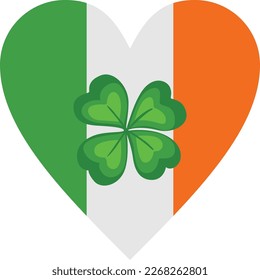 Heart flag of ireland with clover
