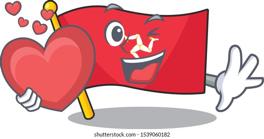 With heart flag isle of man isolated cartoon