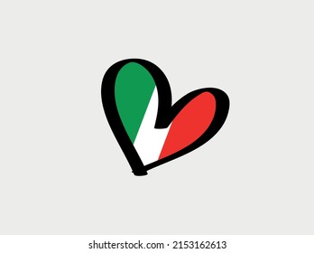 Corazón con la bandera de Italia.