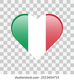 Heart flag of Italy isolated on transparent. Icon vector