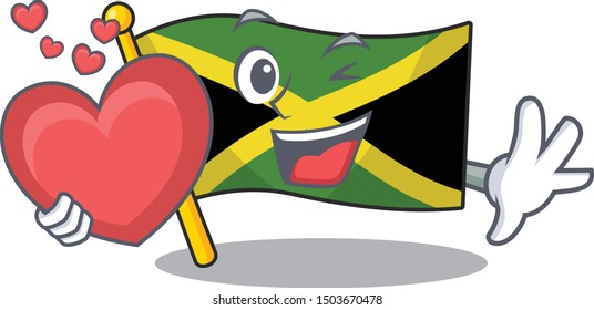 With heart flag jamaica character shaped on mascot