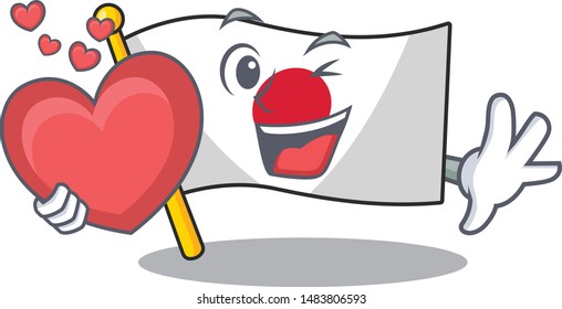 With heart flag Japan in the cartoon shape
