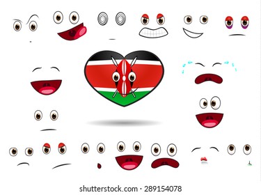 heart flag of Kenya with emotions