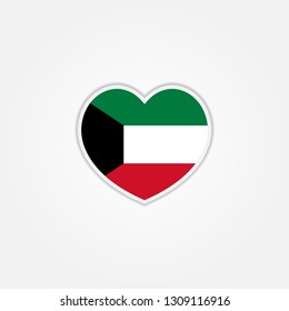 heart Flag of Kuwait vector illustration
