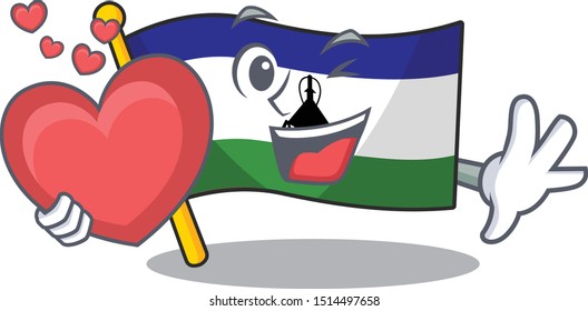 With heart flag lesotho isolated in the character