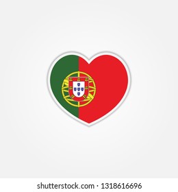 heart Flag of Portugal 3d vector illustration
