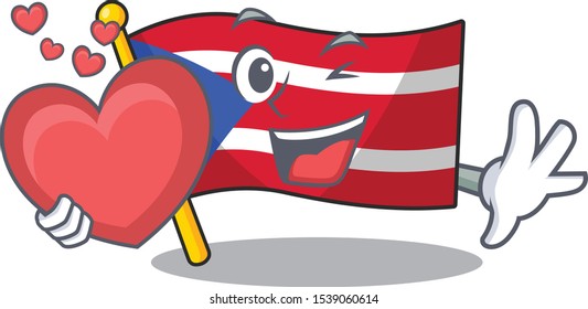 With heart flag puerto rico on a cartoon
