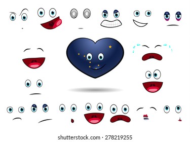 heart flag of state alaska with emotions