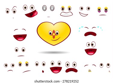 heart flag of state  new mexico with emotions