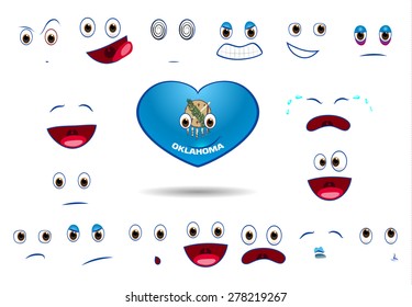 heart flag of state oklahoma with emotions