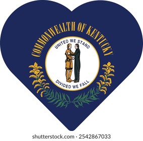 Bandera del corazón de los Estados Unidos de América Estado federal de KENTUCKY