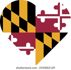 Bandera del corazón de los Estados Unidos de América estado federal de MARYLAND