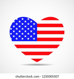 Heart with flag of the United States. Flag Day. Independence day of America. Vector illustration