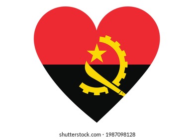 Heart flag vector of Angola on white background.