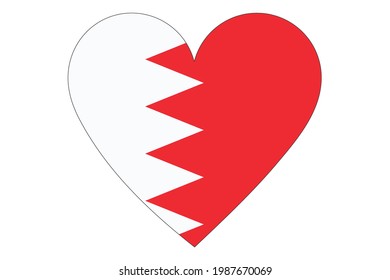 Heart flag vector of Bahrain on white background. 