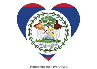 Heart flag vector of Belize on white background.