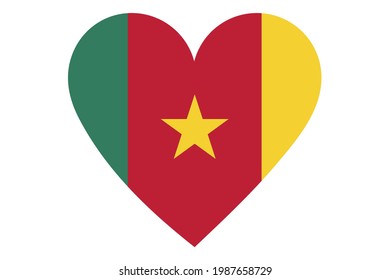 Heart flag vector of Cameroon on white background.