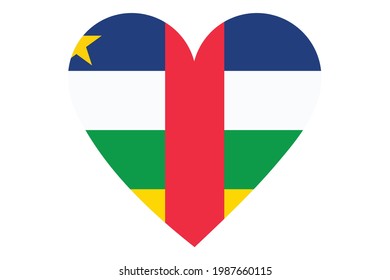 Vector de bandera cardíaca de África Central sobre fondo blanco.