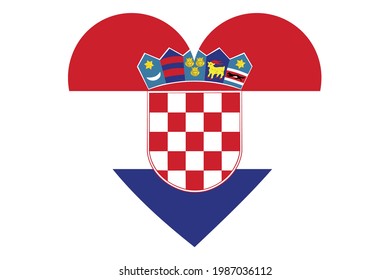 El vector de bandera del corazón de Croacia sobre fondo blanco.