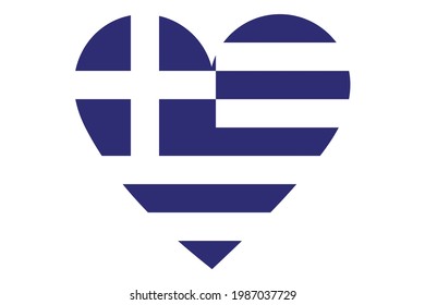 El vector del pabellón del corazón de Grecia sobre fondo blanco.