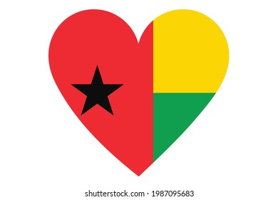 Heart flag vector of Guinea-Bissau on white background.