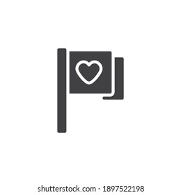 Heart flag vector icon. filled flat sign for mobile concept and web design. Flag with heart glyph icon. Symbol, logo illustration. Vector graphics