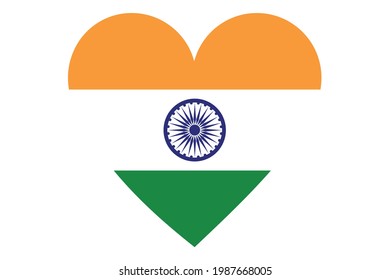 El vector de bandera del corazón de la India sobre fondo blanco.