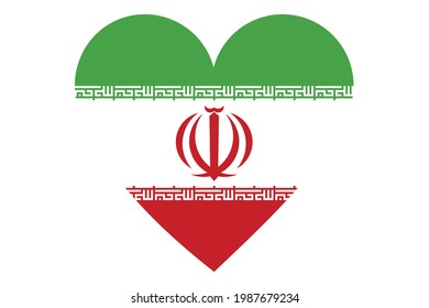 Heart flag vector of Iran on white background. 