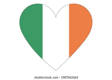 Heart flag vector of Ireland on white background.