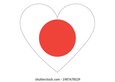 Heart flag vector of Japan on white background. 